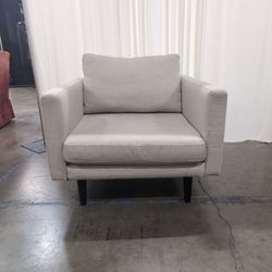 Light Gray Textured Fabric Armchair with Tapered Legs