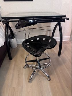 Adjustable Black Drafting Chair with Backrest