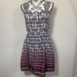 American Eagle Cut Out Midi Dress Size 10 Abstract Print Zip Pockets Lightweight