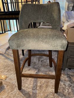 Set of 2 - Upholstered Bar Stool with Wood Frame