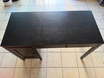 Solid Wood Black Office Desk with Storage – 47”