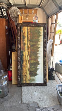 Wooden frame forest picture.