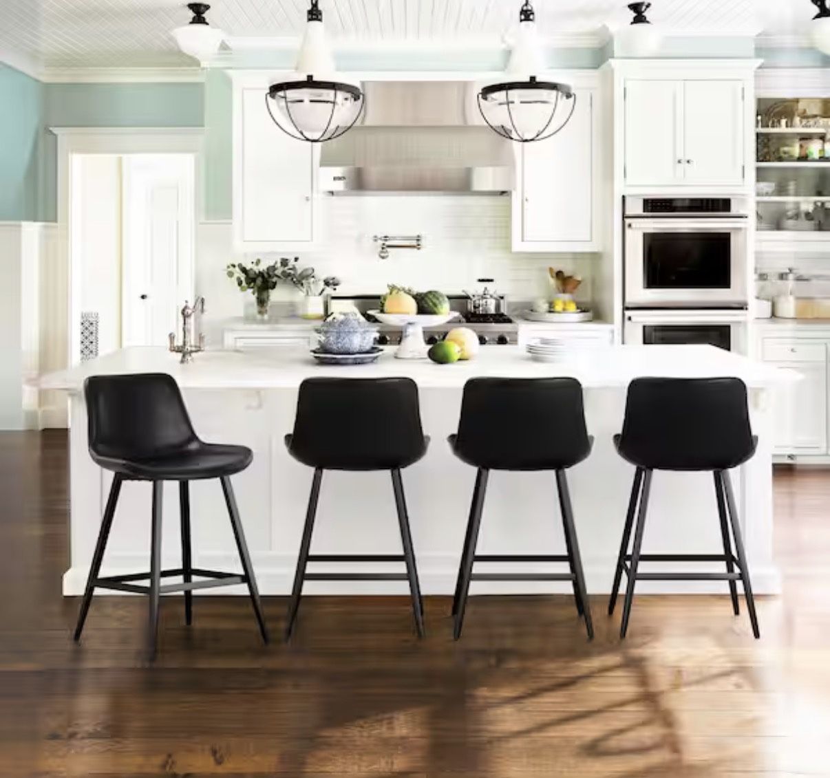 4X Black 24” Faux leather Barstools