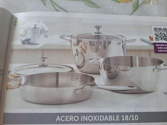 JUEGO DE DIARIO DE 10" DE ACERO INOXIDABLE PH HEALTHY COOK SOLUTIONS INCLUYE OLLA DE 6 QT CACEROLA DE 4 QT Y SARTEN DE 10" CON DOS TAPAS 🌷🌹