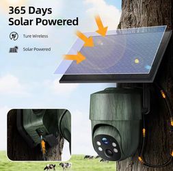 4G cellular solar-powered security trail camera with a larger capacity battery  360° panoramic view, HD color night vision, motion detection activatio