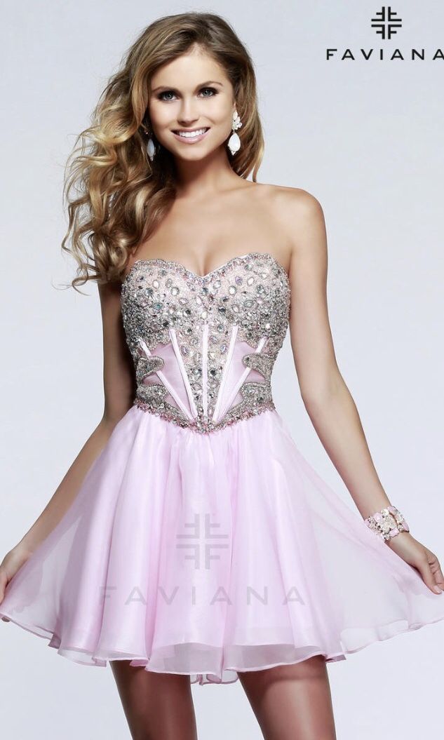 Faviana 7621 Light Pink Homecoming Dress