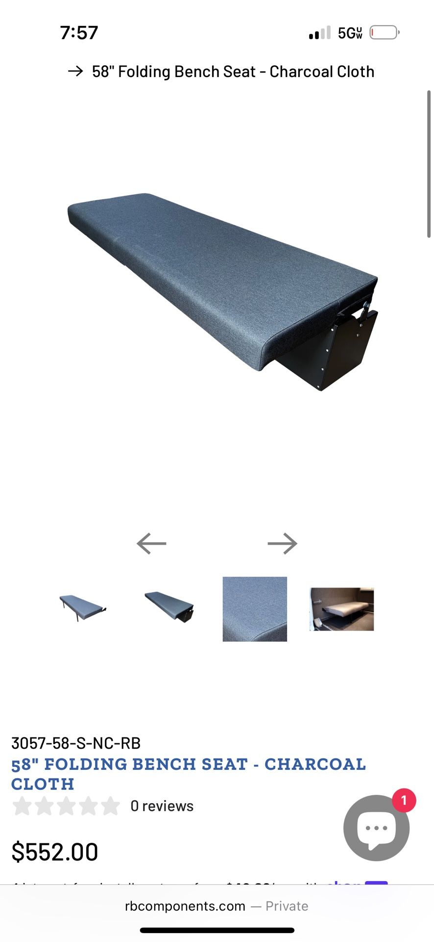 RB Components Sprinter Sofa bench