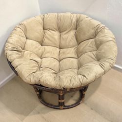World Market Rattan/Wicker Frame & Microfiber Pad Papasan Chair