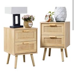 Finnhomy Natural Wood Sidetables