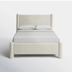 FULL SIZE BED FRAME . LUXURY BOUCLE FABRIC COLOR GREY 💥 BRAND NEW IN BOX ORIGINAL 💥