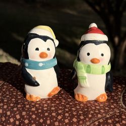 2 2 sets of MCM holiday/winter /Santa Claus, penguin salt and pepper shakers