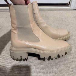 Zara Beige Chelsea Women Boots Size 38