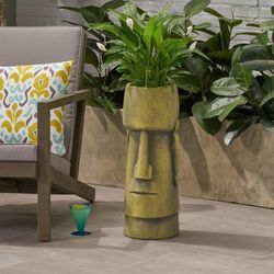 Cast Stone Tiki Planter Garden Decor