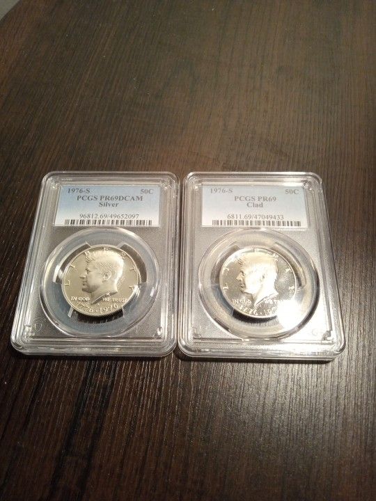 1976 S PR69DCAM Silver Kennedy And 1976 A PRCAM Clad
