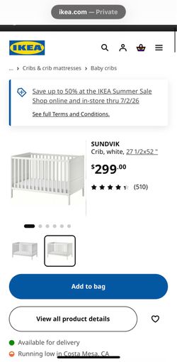 IKEA SUNDVIK Crib, white