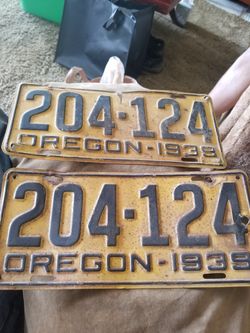 Oregon 1939 plates