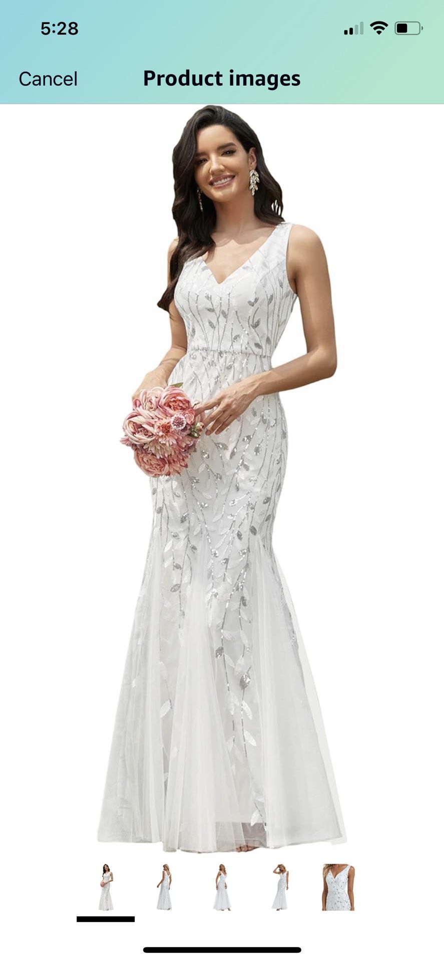 Women's Formal Dress Sequin Double V-Neck Sleeveless Mermaid Long Evening Dress