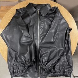 DAZY Slant Pocket Leather Bomber Jacket Unisex Size Large