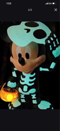 Disney Parks Mickey Mouse Skeleton Popcorn Bucket Exclusive. Glows In The Dark and Pumpkin in hand lights up $60