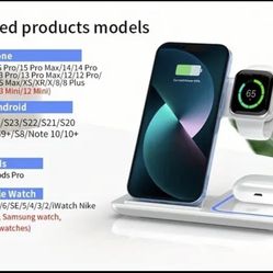 Wireless Charger 3 in 1 Magnetic Charging Stand for Watch, Earbuds & Phones