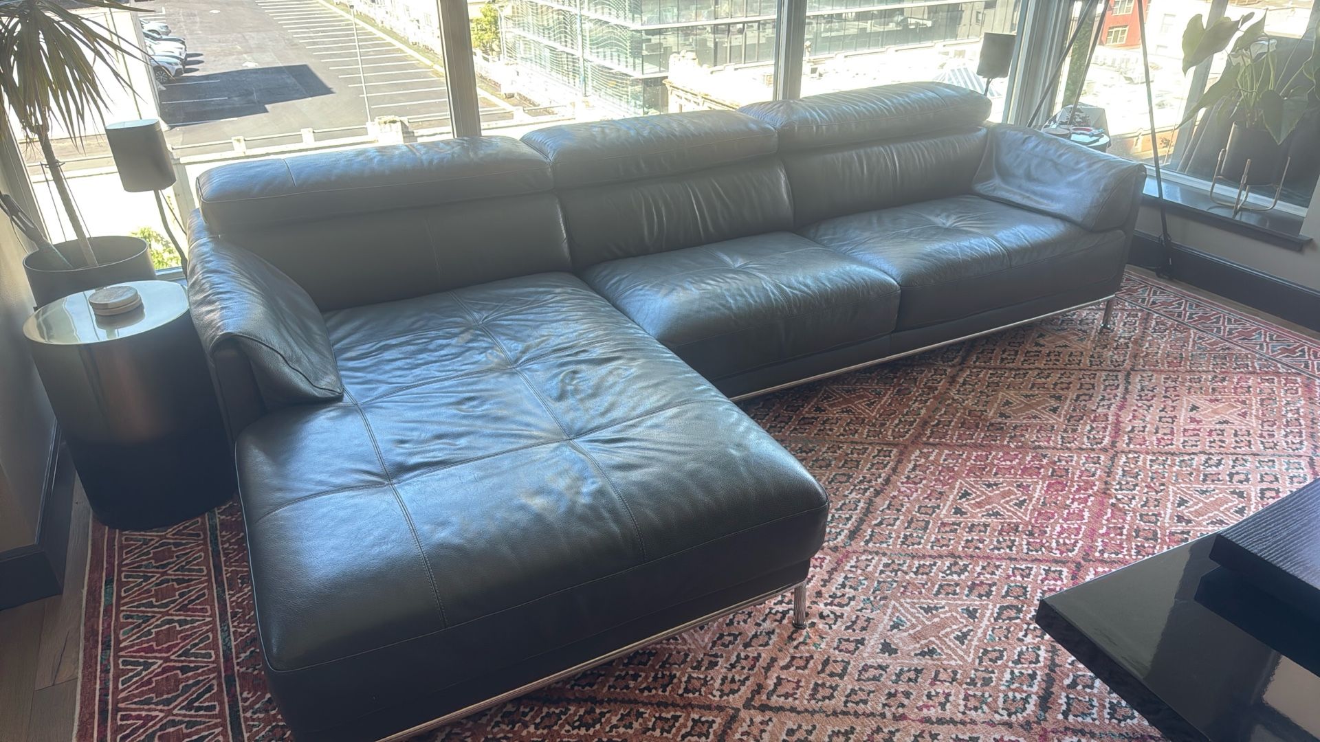 Kasala Grey Leather Couch
