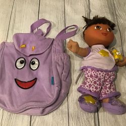 Fisher Price 2003 Dora The Explorer Doll Sings Buenas Noches Doll & Backpack 
