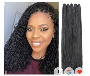 Micro Faux Locs Crochet Hair Extensions, 36 Inch 5 Packs-  Natural Black DIY Straight