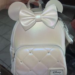 Minnie Mouse Iridescent Wedding Mini Backpack And Wallet 