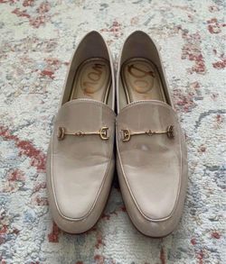 Sam Edelman Loraine Chai Latte Almond Toe Slip On Stacked Heel Fashion Loafers Size 9.5