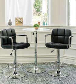 Direct Ivory Leather Adjustable Height Swivel Barstool Set with Armrest and Footrest (Set of 2)