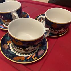 Mickey Mouse Tea Set. 3 Mugs 3 Tea Plates