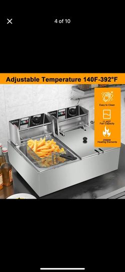 Zimtown Commercial 12L 5000W Professional Electric Countertop Deep Fryer Dual Tank Stainless Steel for Restaurant New