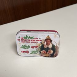 Buddy the Elf Candy Tin with Festive Lettering