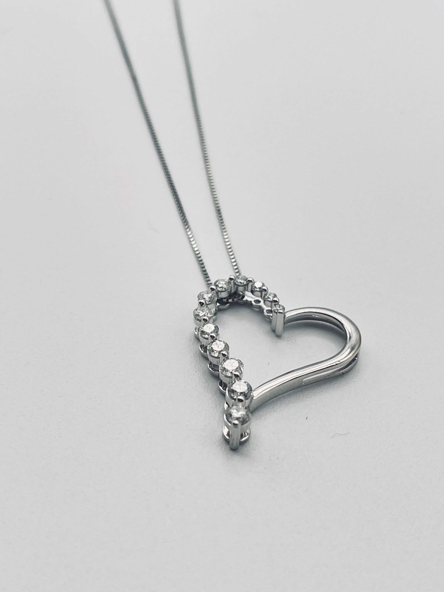 14kt White Gold Diamond Heart Pendant With Chain .33ct tw 18”
