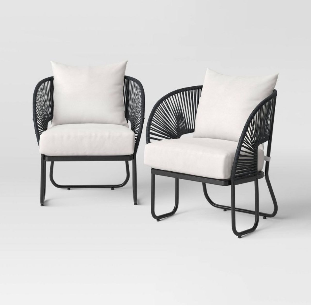 2pc Mackworth Rope Outdoor Patio Chairs, Club Chairs Black - Threshold