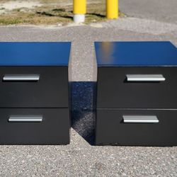 (FREE DELIVERY) Tvilum 2 Drawer Nightstands Black & Silver