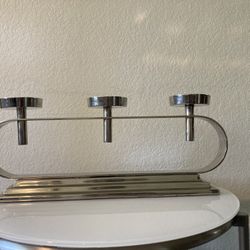 Z Gallerie Silver Metal Candle Holder Centerpiece 