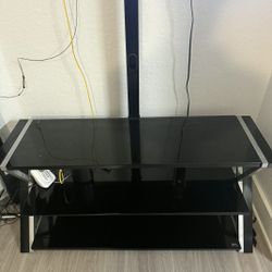 Black &silver TV stand with TV mount