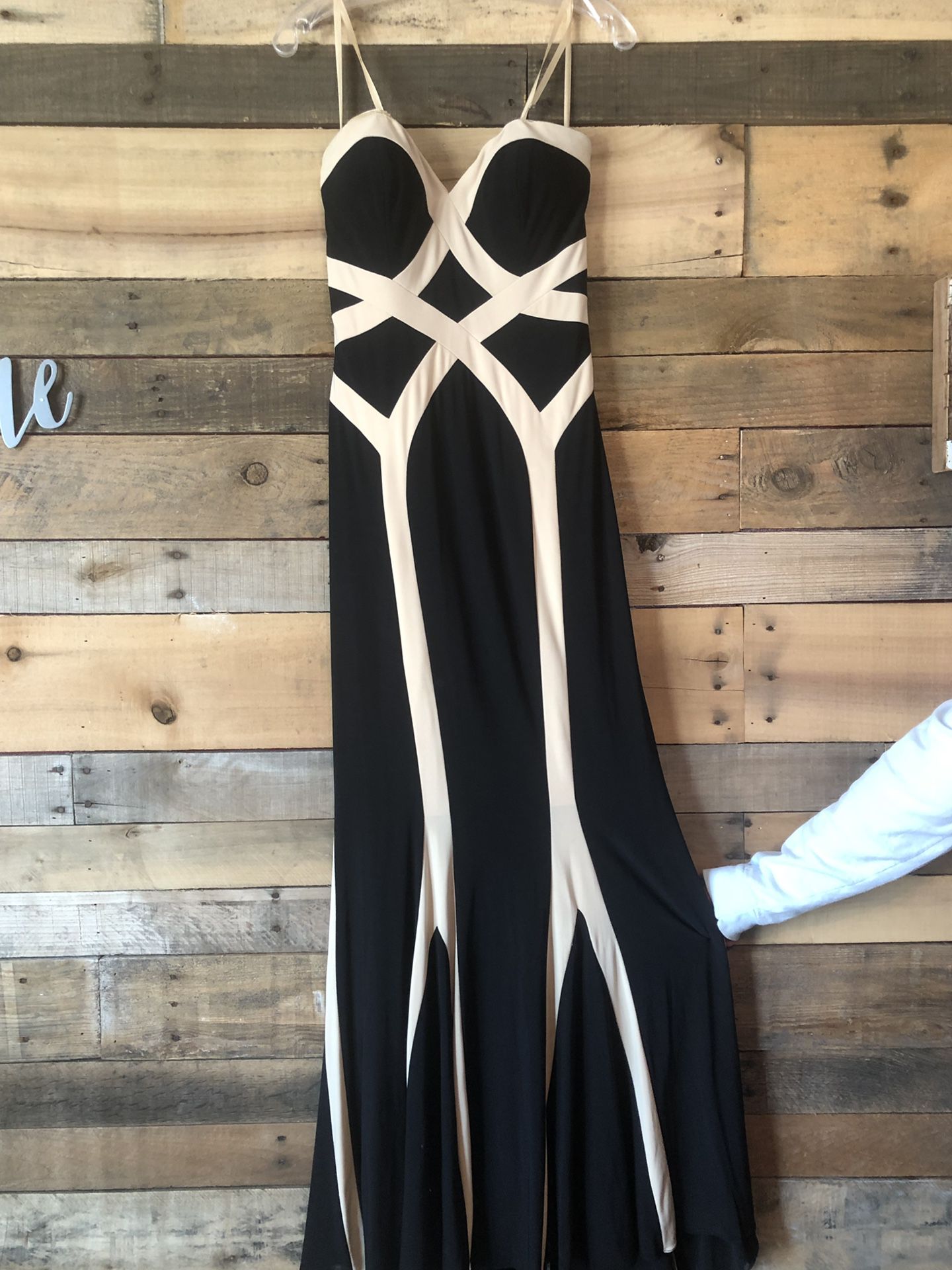 Black and gold prom dress