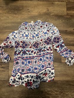 American Vintage Red white Blue boho blouse