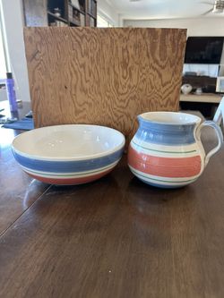 Vintage Furio Pitcher & Bowl Set, Made In Italy