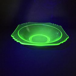 Vintage Depression Era Uranium Green Glass Nut / Candy Bowl - FIRM PRICE