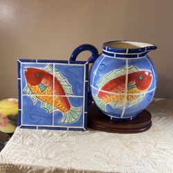 Clay Art Pitcher And Trivit