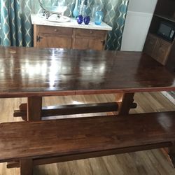 Vintage Trestle Dining Table & Bench
