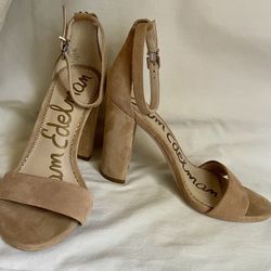 SANDALS-Sam Edelman Size 6 Wide Suede 4” Block Heel Sandal, BRAND NEW