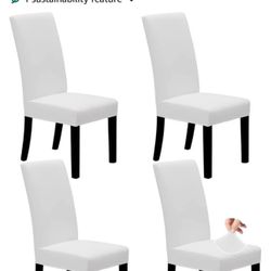 White Dining Chair Covers Set of 4, Parsons Chair Stretch Slipcovers for Dining