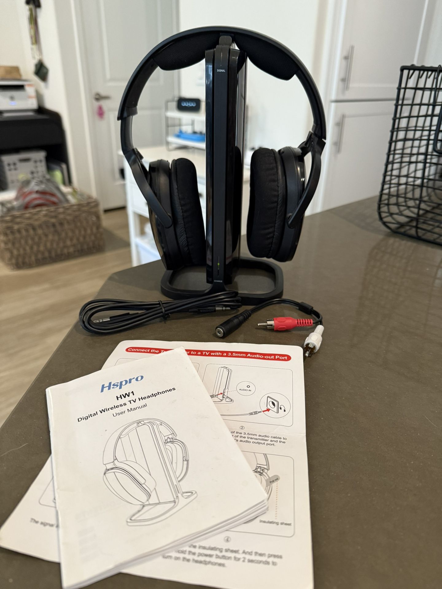 Wireless TV Headphones, Over Ear Headsets with 2.4GHz RF Transmitter Charging Dock