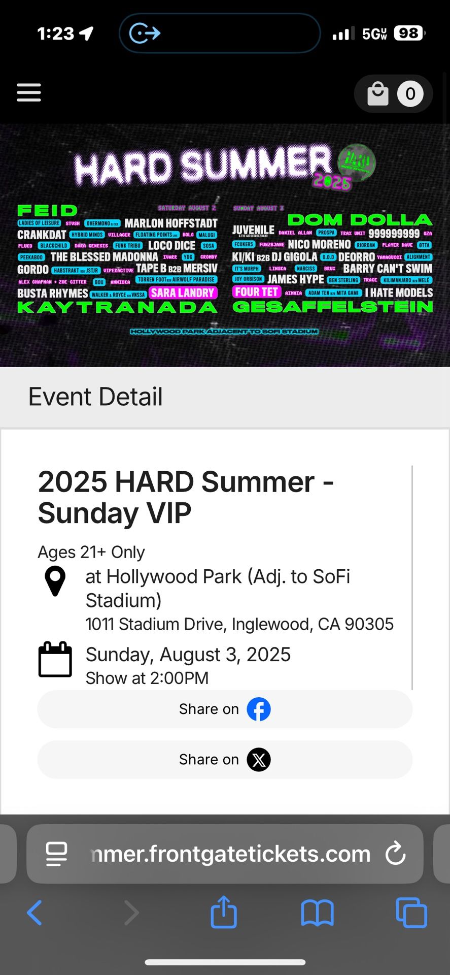 Selling 1 VIP Hard Summer Band!