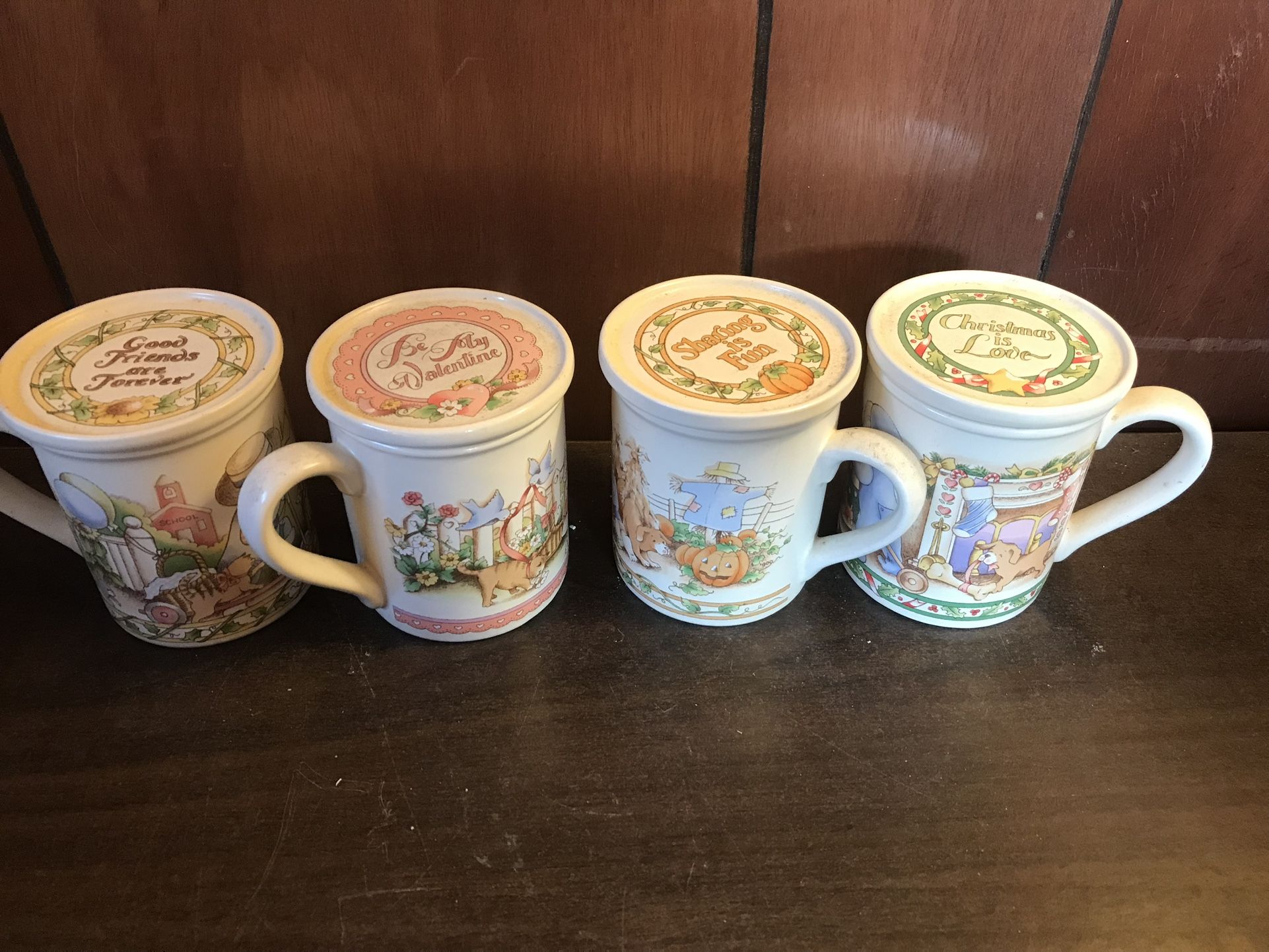 Set of 4 pieces country Kids Coffee Mug With Lid
