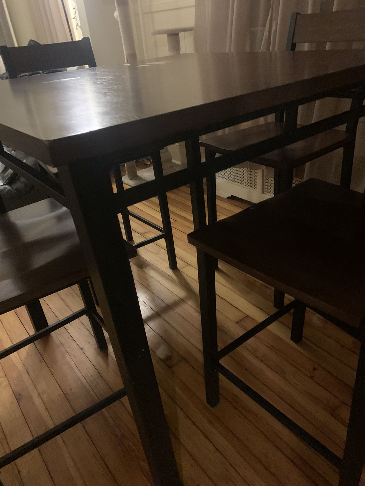 High kitchen table with chairs
